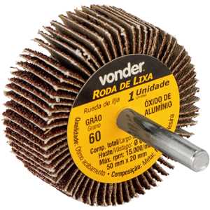 Roda de lixa 50 mm x 20 mm com haste, grão 60 VONDER