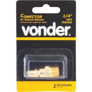 Conector/racord de 1/4", com rosca macho 1/4" NPT, VONDER