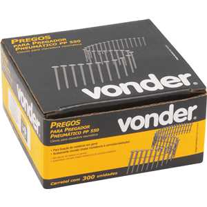 Prego coil anelado, 2,1 mm x 50 mm, zincado, carretel com 300 unidades, para o pregador PP 550, VONDER