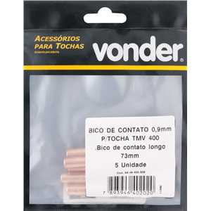 Bico de contato 0,9 mm x 73 mm, para tocha TMV 400, VONDER