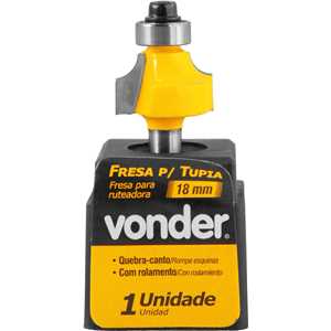 Fresa com dentes de metal duro, quebra-canto com rolamento, 18,0 mm VONDER