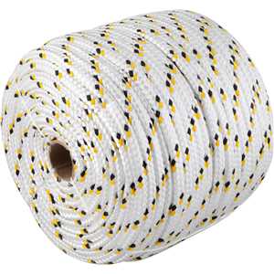 Corda multifilamento trançada 12,0 mm x 110 m, branca com detalhes em preto e amarelo, VONDER