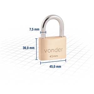 Cadeado de latão 45 mm, encartelado, VONDER