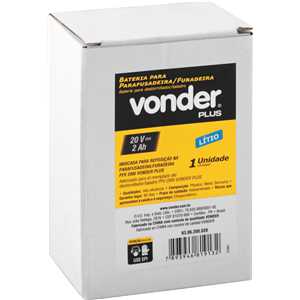 Bateria 20 V, íons de lítio, 2 Ah, para PFV 200I, PFV 212IB e TPV 200 VONDER PLUS