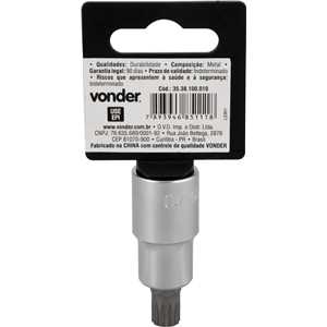 Soquete multidentado, curto, com encaixe de 1/2", M10, VONDER