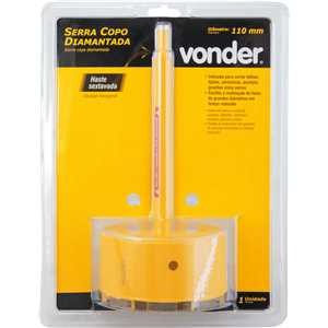 Serra copo diamantada 110 mm, com haste, VONDER