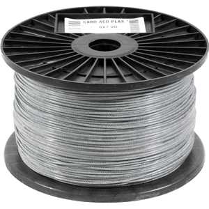 Cabo de aço plastificado transparente, alma de fibra, 3,97 mm - 5/32", 6 x 7, VONDER