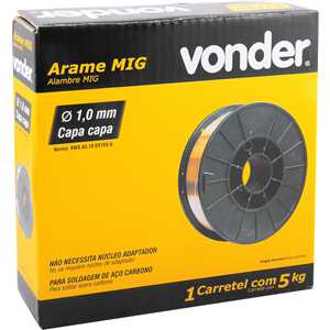 Arame MIG/MAG 1,0 mm, carretel plástico com 5 kg, VONDER
