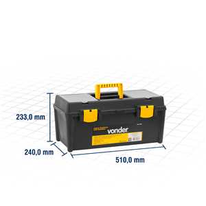 Caixa para ferramentas, plástica, com 1 bandeja, 51,0 cm x 24,0 cm x 23,3 cm, VDC 4035, VONDER
