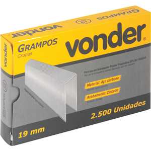 Grampo 19 mm para grampeador GPV 201, caixa com 2.500 peças, VONDER