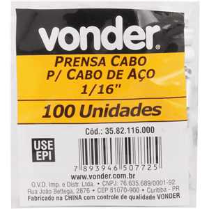 Prensa cabo para cabos de aço de 1/16", VONDER
