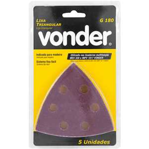 Lixa triangular com costado em pluma, grão 180, para lixadeira multifunção, VONDER