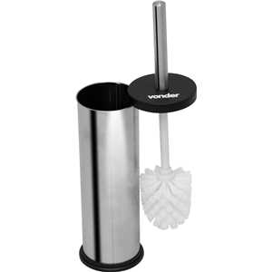 Lixeira redonda, 5 litros, inox, cinza, com escova sanitária, VONDER