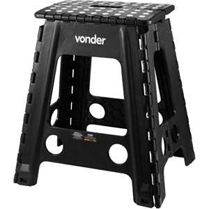 Banqueta plástica dobrável, preta, altura 450 mm, VONDER
