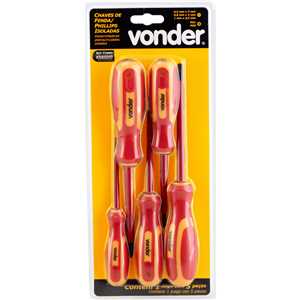 Jogo de chaves de fenda/phillips com 5 peças, IEC60900, VONDER