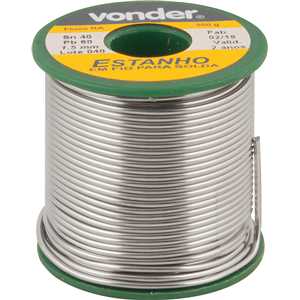 Estanho em fio, com fluxo, 1,5 mm, 40 x 60,com 500 g,VONDER