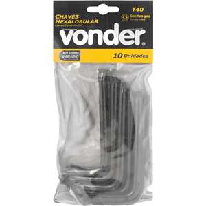 Chave hexalobular tipo L, com furo guia, T40 VONDER