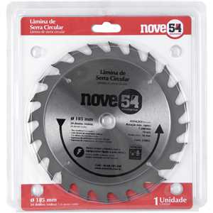 Lâmina de serra circular com dentes de metal duro/vídea, 185 mm x 16 mm, 24 dentes, NOVE54