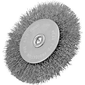 Escova circular 4", cerdas em aço inox, 20.000/min, com haste 1/4", VONDER