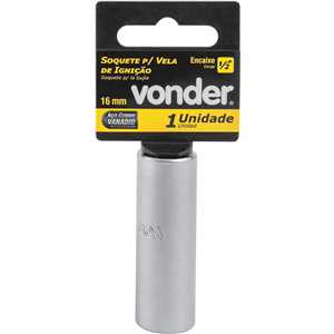 Soquete para vela de ignição, encaixe 1/2", 16 mm, VONDER