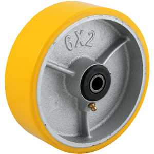Roda 6", de poliuretano e ferro fundido, amarela, VONDER
