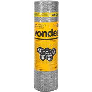 Tela metálica hexagonal, viveiro, malha 1/2", 24 BWG x 0,6 m, com 50 m,  VONDER