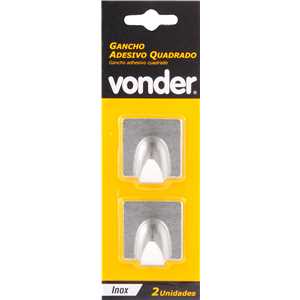 Gancho adesivo quadrado, em inox, com 2 peças, VONDER