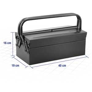 Caixa metálica sanfonada para ferramentas, com 3 gavetas, 40 cm x 19 cm x 16 cm, VONDER