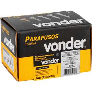 Parafuso madeira chipboard, cabeça flangeada, fenda cruzada/phillips, 6,0 mm x 80 mm, VONDER