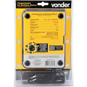 Carregador de bateria duplo, 18 V, linha intercambiável, carregamento convencional, ICBV 1841, VONDER