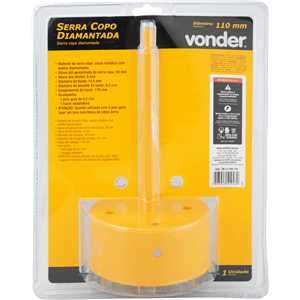 Serra copo diamantada 110 mm, com haste, VONDER