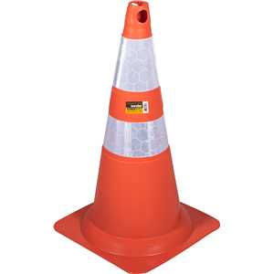 Cone de sinalização com 75 cm flexível, branco e laranja, em PVC, VONDER
