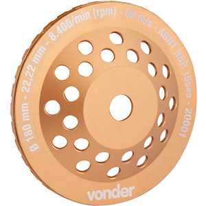 Rebolo diamantado, 180 mm, turbo, VONDER
