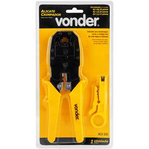 Alicate crimpador, RJ11/RJ12/RJ45, ACV 245, VONDER