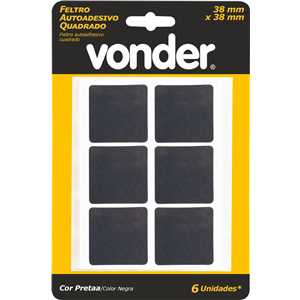 Feltro autoadesivo preto, quadrado, 38 mm, VONDER