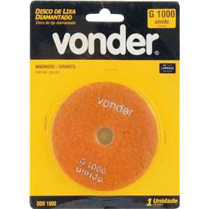 Disco de lixa diamantado com costado em pluma 4", grão 1.000, VONDER