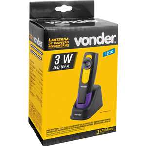 Lanterna recarregável de inspeção, 3 W, LED UV, bivolt, VONDER