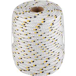 Corda multifilamento trançada 12,0 mm x 50 m, branca com detalhes em preto e amarelo, VONDER