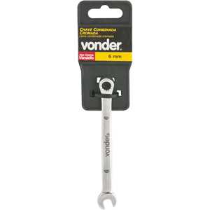 Chave combinada 6 mm, aço cromo vanádio, reta cromada, VONDER