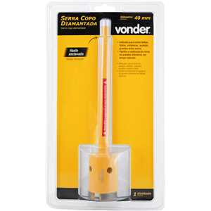 Serra copo diamantada 40 mm, com haste, VONDER