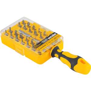 Jogo de bits/ponteiras com 29 peças, encaixe sextavado 1/4", VONDER