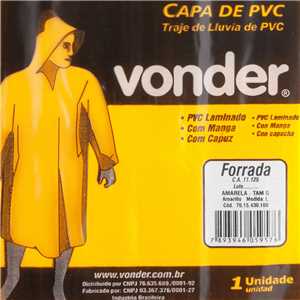 Capa de PVC, com forro, amarela, tamanho G, VONDER