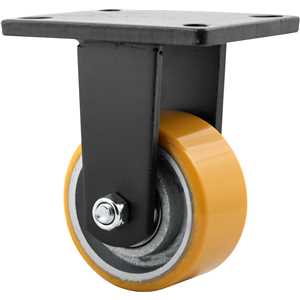Rodízio fixo industrial 4", de poliuretano e ferro fundido, laranja, VONDER