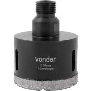 Serra copo diamantada, 64 mm, para esmerilhadeira, VONDER