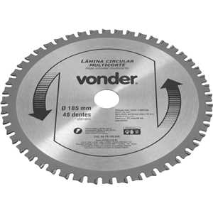 Lâmina circular multicorte, 185 mm x 48 dentes, VONDER