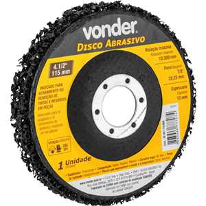 Disco abrasivo 4.1/2", furo de 7/8" (22,23 mm), VONDER