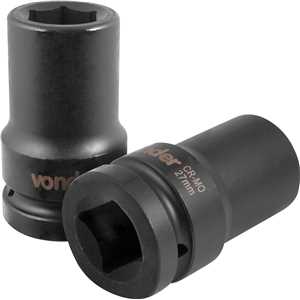 Soquete sextavado longo de impacto, 27 mm, encaixe de 1", VONDER