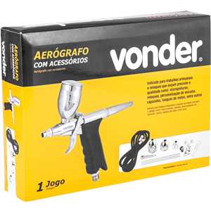 Aerógrafo com acessórios, 16 peças, VONDER