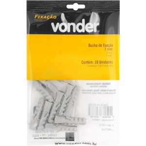 Bucha de nylon para fixação 7 mm, cartela com 10 peças, VONDER