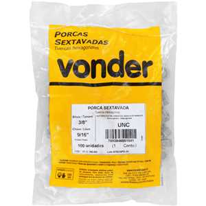Porca sextavada 8.8, 3/8", UNC, VONDER